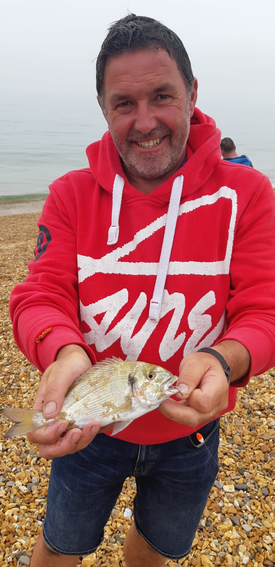 A black bream from a shingle beach