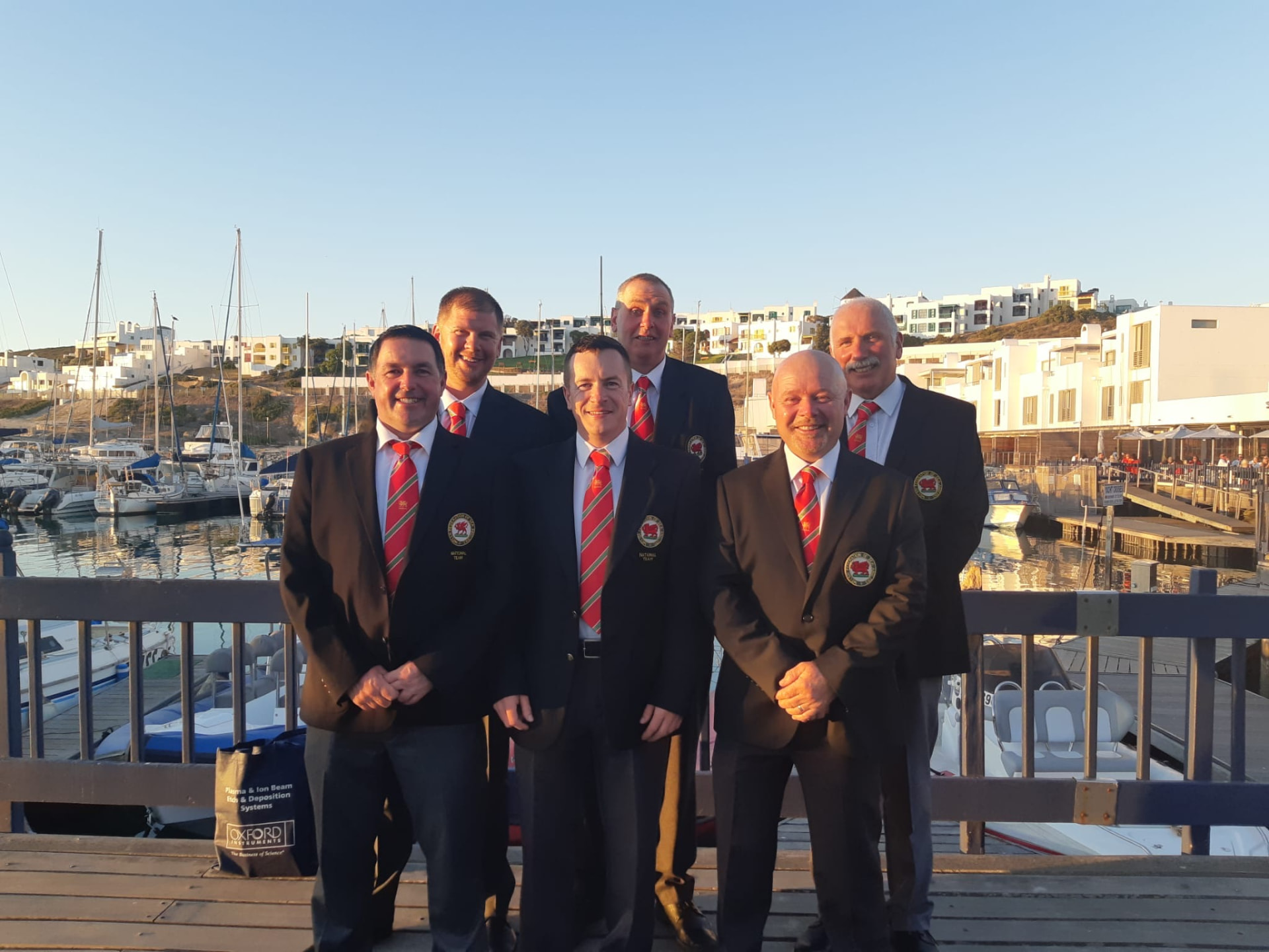 The squad at the marina on the eve of a championship